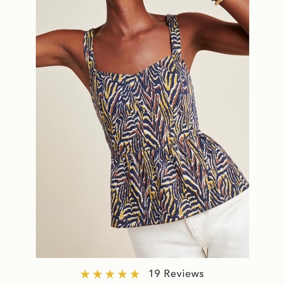 Like New Anthropologie Striped Zebra Peplum Tank 🦓 M - Picture 1 of 10